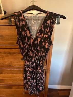 Sleeveless Black & Blush Pink Printed Wrap Romper by Payton Jensen